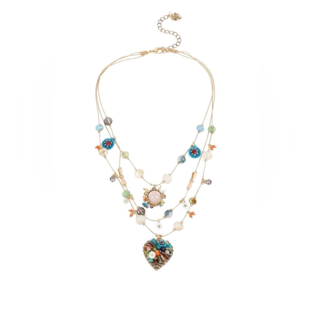 Betsey Johnson Bead & Heart Layered Necklace